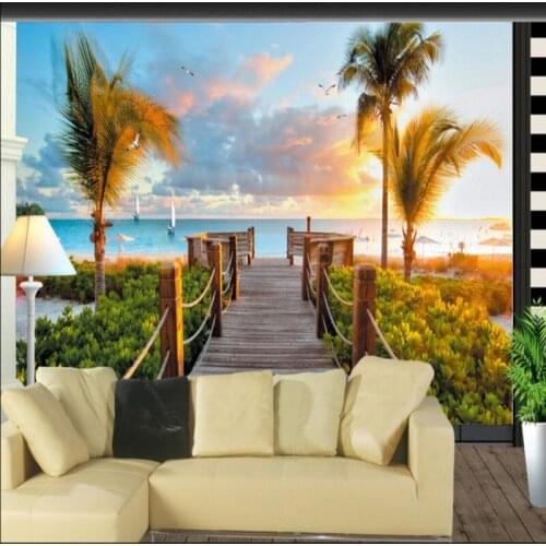 Photo wallpaper HD wallpaper blue ocean landscape view Living Room TV Backdrop lobby mural custom 3D wallpaper