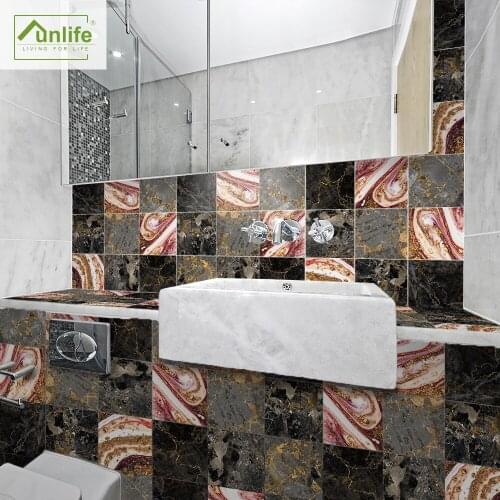 Funlife® Black Coral Marble Tile sticker Self-Adhesive Kitchen Backsplash Peel & Stick Wall sticker Wallpaper Waterproof kitchen