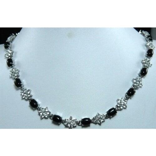 Brinco Brincos Hot Sale@> Beautiful Ladys Black Stone Bead KGP Link Necklace 17" For Women Jewelry
