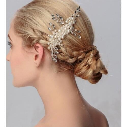 Trend Handmade Bridal Hair Comb With Pearl Austrian Crystal Leaf Hairs Ornaments For Women Wedding Hair Accessories