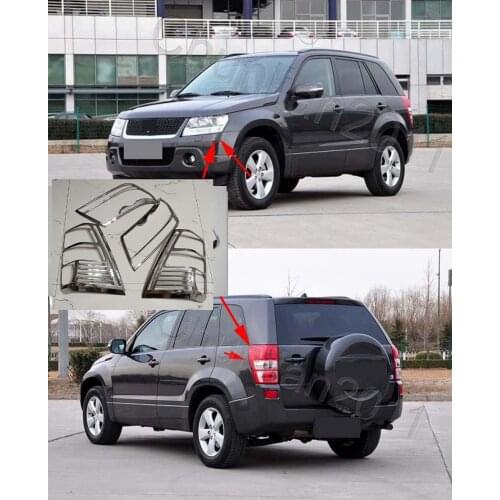 Chrome ABS Front Head + Rear Tail Light Lamp Cover Trim for 2006-2013 SUZUKI GRAND VITARA 4PCS