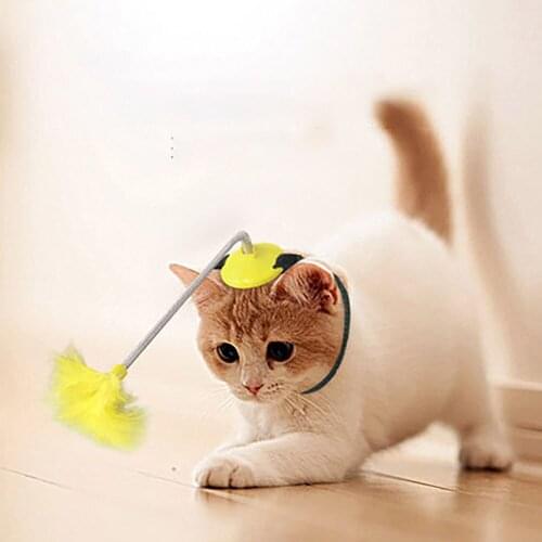 Cat Toy For Neck Brace Kitten Self-Entertainment Supplies Spring Coil Elastic Feather Kitten Funny Cats Play Toys Pet Supplies