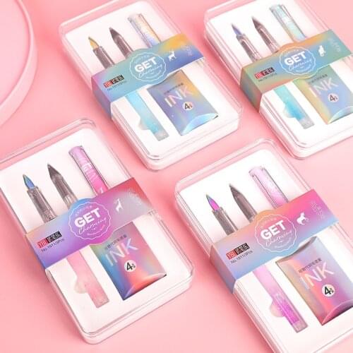 Kawaii 0.38 mm Set Fountain Pen For School Gril Gift Fashion Financial Office Supplies Student Stationery Supplies Ink Pens