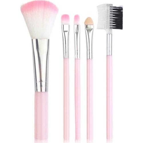 Exclusive for 5 PCs Makeup Brushes Pink Suit Eye Shadow Brush Beginner Lip Brush Eyelash Beauty Tools Wholesale