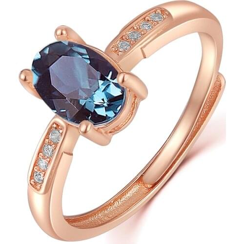 Beautiful 925 Sterling Silver Rose Gold Plated Lab grown Alexandrite Silver Ring Oval 1.25ct Stone Weight Silver Ring
