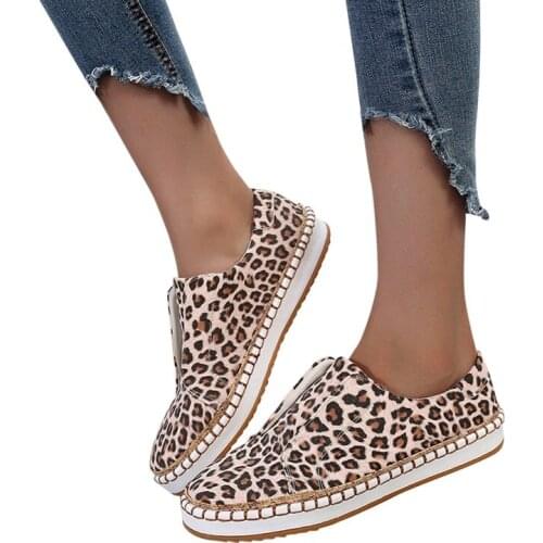 Summer Leopard Print Thick Sole Swing Line One Foot Casual Ladies Tenis feminino Soft Sneakers Womens Flats Shoes