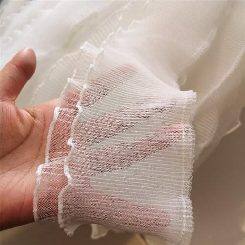 9cm wide high quality Black and white double mesh pleated simple lace accessories