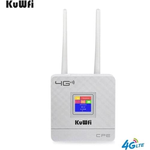 KuWfi 300Mbps Wireless CPE 4G LTE Wifi Router FDD TDD LTE WCDMA GSM Global Unlock External Antennas SIM Card Slot WAN/LAN Port