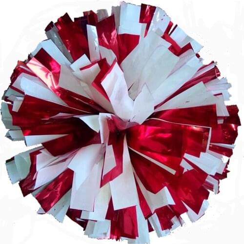 Metal red mix white cheerleading pom poms (2pieces/lot) Cheerleader pompon The Handle can choose The Color can free combination