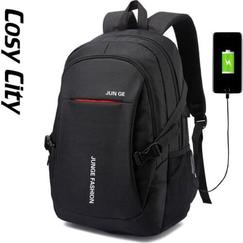 Fashion Oxfords Men Black Backpack With Charging Male Shoulder Back School Laptop Bag Travel Bagpack Notebook Bookbag