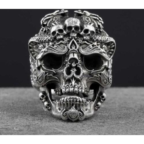 925 Sterling Silver Skull open rings for man Vintage fashion jewelry gift for your boyfriend hippop street culture mygrillz