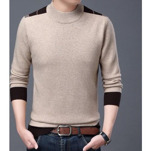 Man Cashmere Sweater Winter Mock Neck Sweaters Fashion Male Thick Jumper Long Sleeve Knit Clothing