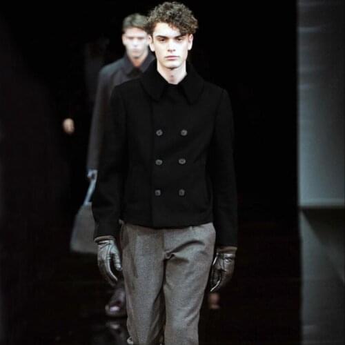 S-5xl Autumn And Winter New Mens Woolen Blazer Coat Short Tide Business Gentleman Lapel Double-breasted Woolen Suit Jacket