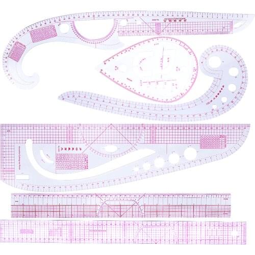 6 Pieces Multi-Style Design Drawings Straight and Curve Ruler Set for Clothes Design Accessories