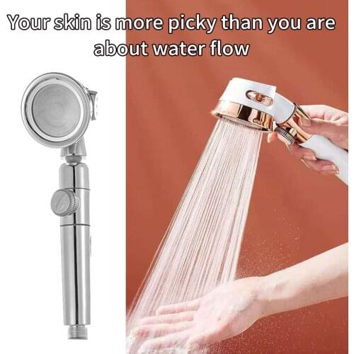 Showerhead Pressurized Handheld Shower Sprayer Stainless Steel 3 Modes Universal Sprinkler One-key Water Stop Showerhead