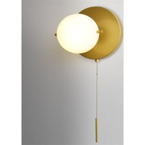 Nordic Magic Bean Zipper Switch Wall Lamps Ball Glass Bedroom Bedside Living Room Hall Sconce Wall Lights Decorative Fixtures