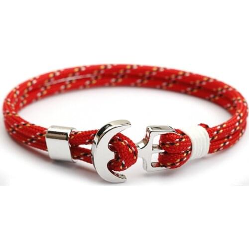 2020 Style New Ship Anchor Men Women Bangles Nautical Survival Rope Chain Paracord Bracelet Male Wrap Metal Hooks