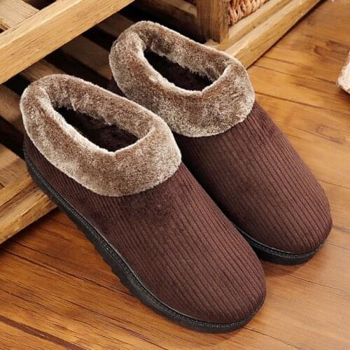 Winter Mens New Casual Cotton Shoes Tendon Thickening Bottom Home Warm Shoes Mens Plus Velvet Thick Cotton Boots Men