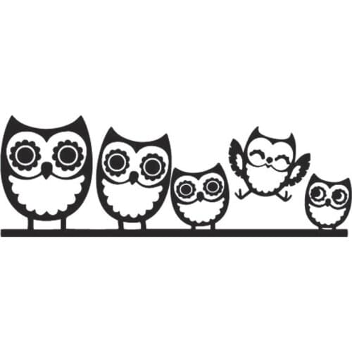 18CM New Arrival Car stickers Cute OWL Family Happy Funny Reflective Stickers Decals Black Silver CT-692