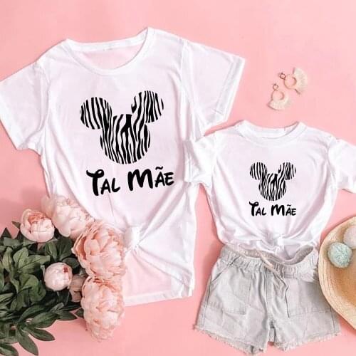 New Fashion Disney T Shirts For Family Summer Short Sleeve Mother Kids Mickey Mouse Printed Kawaii Tshirts Family Matching Look