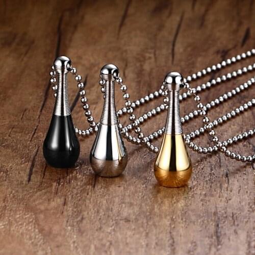 2021 Titanium Steel Metal Personalized Perfume Bottle Pendant Detachable Delivery Small Bead Chain Necklace Suitable For Men