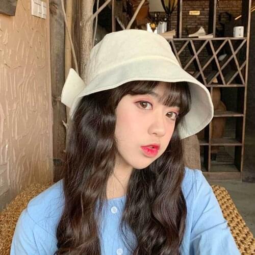 2021 New Summer Bucket Hats For Women Girls Outdoor Solid Bowknot Fishman Cap Panama Hat Korean Style Travel Sunscreen Cap Gorro
