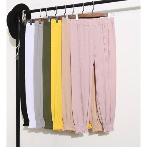 Pleated Chiffon Lantern Pants Female Summer 2019 Women Pants Harlan Korean Version Of The New Loose Feet Nine Pants Women