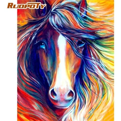 RUOPOTY Painting By Numbers Color Horse Animal Paint By Number HandPainted Diy Framed On Canvas Home Decor Photo Unique Gift