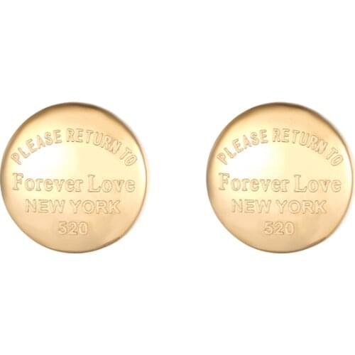 Beautiful With Radian Round Bean Shape Carving Forever Love Stud Earring Stainless Steel Jewelry For Women Earring Wholesale