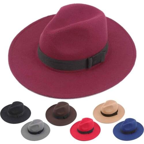 Simple Wide Brim 7CM Women Men Wool Vintage Gangster Trilby Felt Fedora Hat With Gentleman Elegant Lady Winter Autumn Jazz Caps