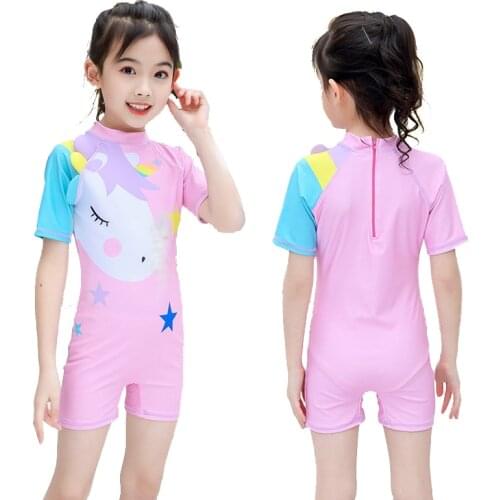 One Piece Short Sleeve Kids Bathing Suit Girls Swimwear For Children One Piece Swimsuit Maillot De Bain Fille Swimming Suit