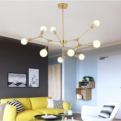 Sputnik Modern chandelier Magic Bean Molecular light fixture Tree Shape Ceiling lamp Nordic Postmodern lamp Kitchen Island Gold