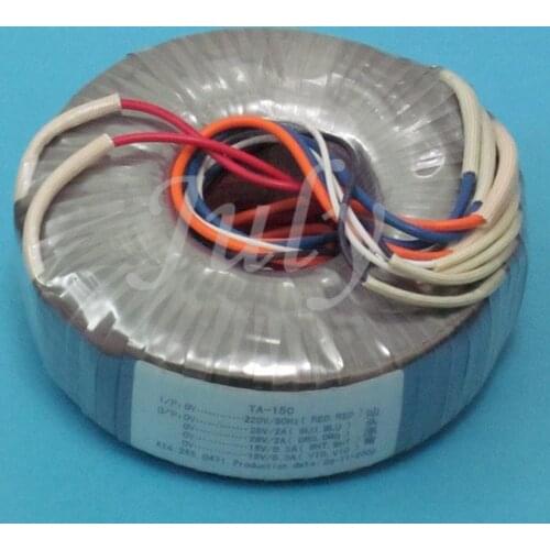 Toroidal transformer 120W, dual 18V (3A) + dual 15V (0.4A), 4 wires each, Huaniu power transformer