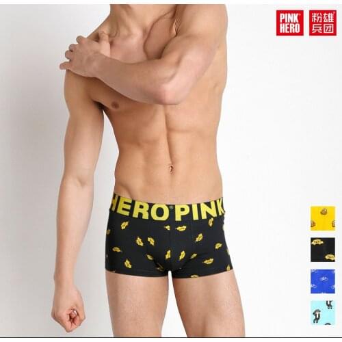 2019 Brand Pink Hero Fashion Hot Sale Men Soft boxers Body Fit Breathable sexy Underpants Cotton Boxers mens Underwear