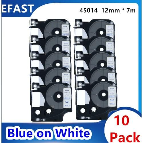 10 Pack 12mm 45014 Blue on white compatible dymo D1 12mm label printer 45014 laminated label tapes for LM 160 280 label maker