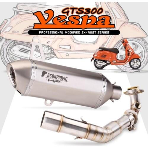 For piaggio vespa gts 300 2007- 2017 2018 2019 2020 motorcycle slip on exhaust muffler mid-tube gts300