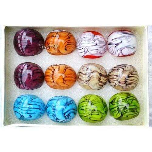 Yingwu Classic Lampwork Glass Finger Rings Wholesale Colorful 24pcs/Lot Wedding Engagement Ring Jewelry