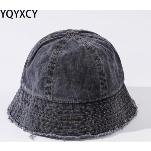 YQYXCY Bucket Hat Women Washed Denim Cloth Spring Summer Hats For Women Casual Outdoor Suncreen Sun Hat Female 2021 New Gorro
