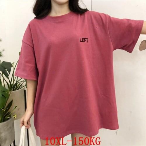 Large size womens T-shirt plus size 7XL 8XL 9XL 10XL summer round neck short sleeve loose black and white red big T-shirt top