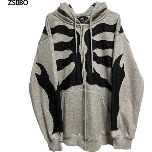 Women Hoodies grunge clothes Women Jacket Dark Print Jacket Coat Goth Harajuku Clothes y2k Jacket Outwear Zipp Oversized hoodie