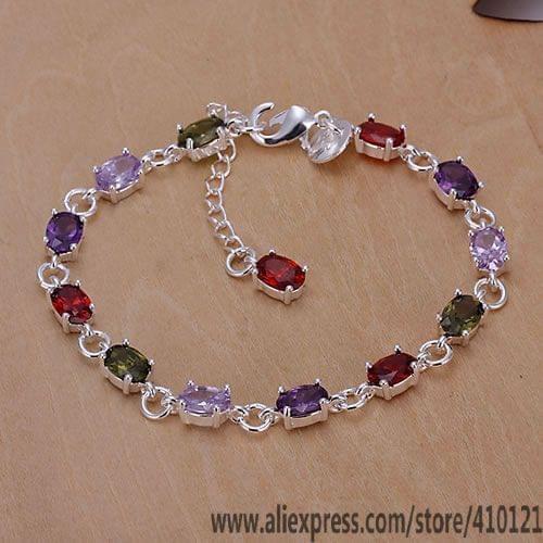 H258 Hot Sale Sterling-silver-jewelry Bracelet For Women,Wholesale Christmas Gift Charm Fashion Colored Stone Bracelet /bxlakosa