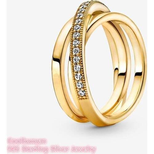 Pave Interlaced Three-Ring Ring 2021 Autumn Signature 100% 925 Sterling Silver For Women Wedding Gift Original Jewelry