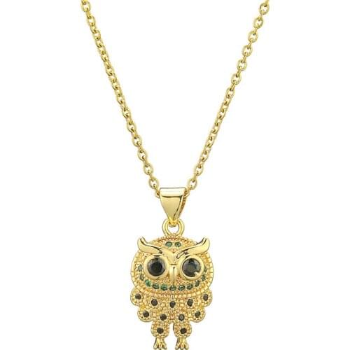 2020 New Zircon Pendants Owl Necklace For Women Crystal Heart Gold Chain Necklaces Fashion Jewelry Christmas Gift