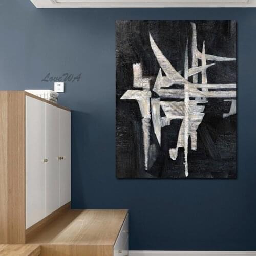 100%Handpainted New Arrival Abstract Painting Black And White Wall Art Home Decor Picture Modern Oil Painting On Canvas Unframed