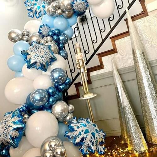 102pcs Snowflake Balloons Garland Arch Kit Ice Snow Queen Metal Balloon For Frozen Birthday Baby Shower Wedding Party Decor