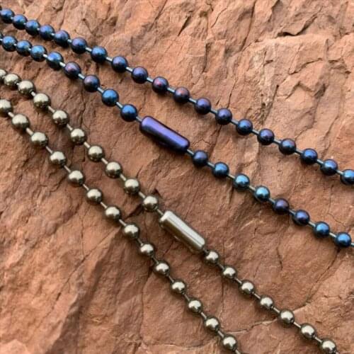Pure Titanium Necklace, 3 mm diameter Round Ball Beads Titanium Chain Necklace for Sensitive Skin, Nickel Free Titanium Jewelry