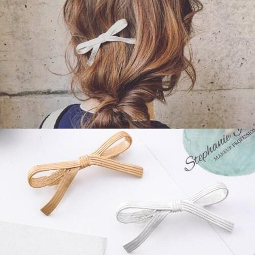 40pcs/lot DIY Simple Gold Sliver Alloy Scrub Matte Hair Clips Bowknot Bang Hair Claws Hair Styling Tools Accessories HA1615