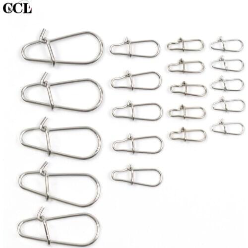 CCLTBA Super Strong Lure Hooked Swivel Snap Stainless Steel 304 Fishing Snap 30pcs / bag Rolling Barrel Safety Snap
