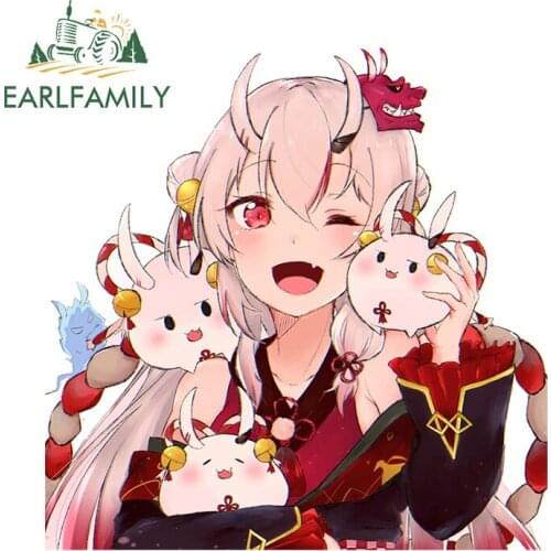 EARLFAMILY 13cm x 13cm for Nakiri Ayame Hololive Car Stickers Personality Decal RV Car Accessoires Waterproof Occlusion Scratch