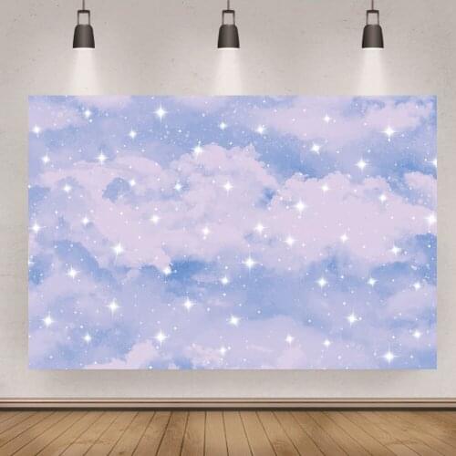Purple Clouds Dream Stars Background for Girls Portrait Photography Vlog Live Backgrounds Decors Backdrops Studio Photo Props